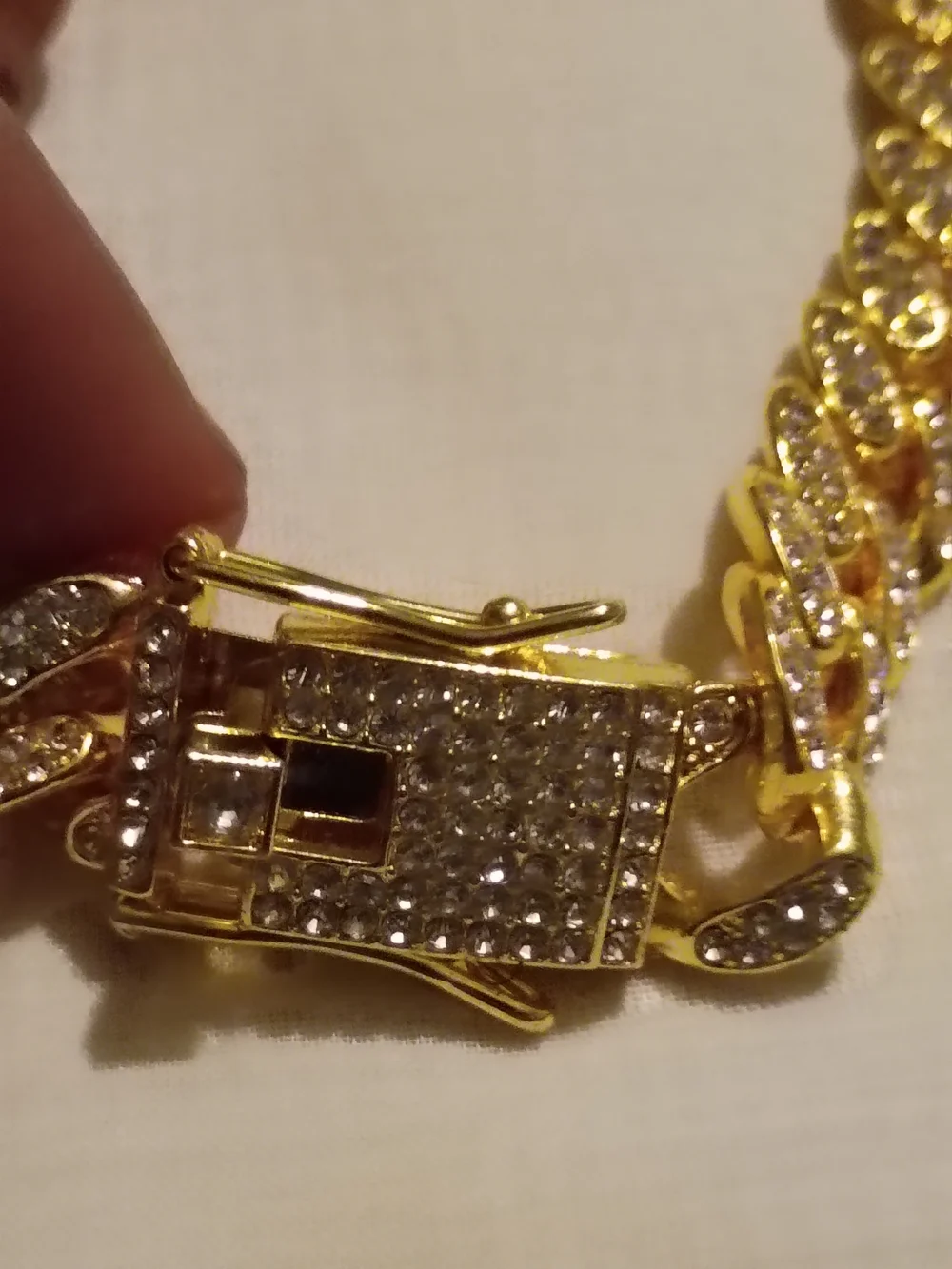 Gold-Tone Cuban Link Necklace with Pavé Accents